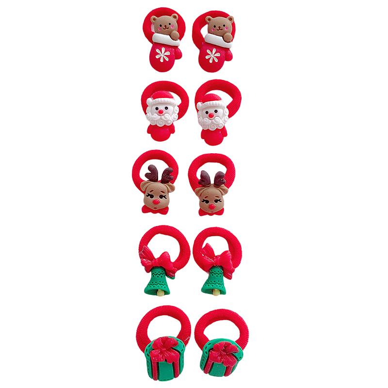 

Рождественские кольца для волос Милые повязки на голову 3D дизайн Головной убор Рождественский подарок Рождественские аксессуары для волос Очень эластичные 10 шт./набор C