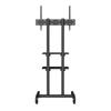 Mobile TV Stand, Mobile TV Cart for 32 to 70 inch TVs, Height Adjustable Portable TV Stand with Wheels, Double Tray for Audio-Visual Devices, Rolling