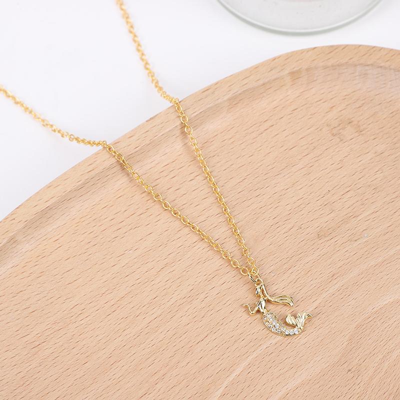 Fashionable and Personalized Zirconia Inlaid Women's Pendant Necklace, Animal Pendant, Mermaid Necklace