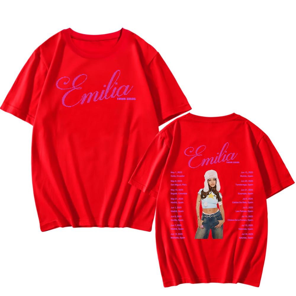 Emilia Mernes Tour 2025 T-shirt Women Fashion Cotton Short Sleeve Tees MP3 Hip Hop Casual Street Wear Unisex Clothing Over Sized