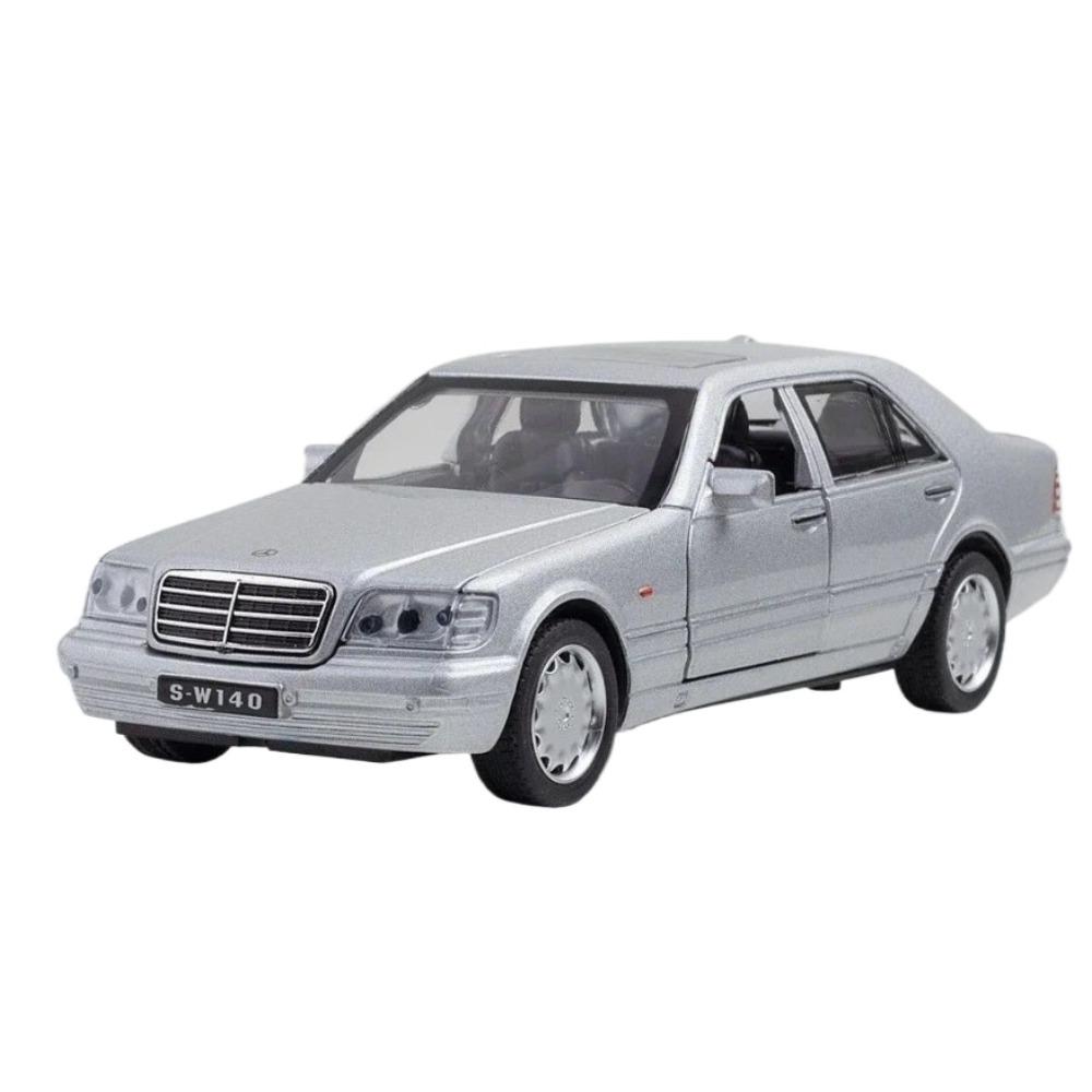 1/32 Mercedes-Benz W140 Classical Toy Car Model Diecast Alloy Miniature Sound & Light Pull Back 1:32 Collection Gift for Boy Kid