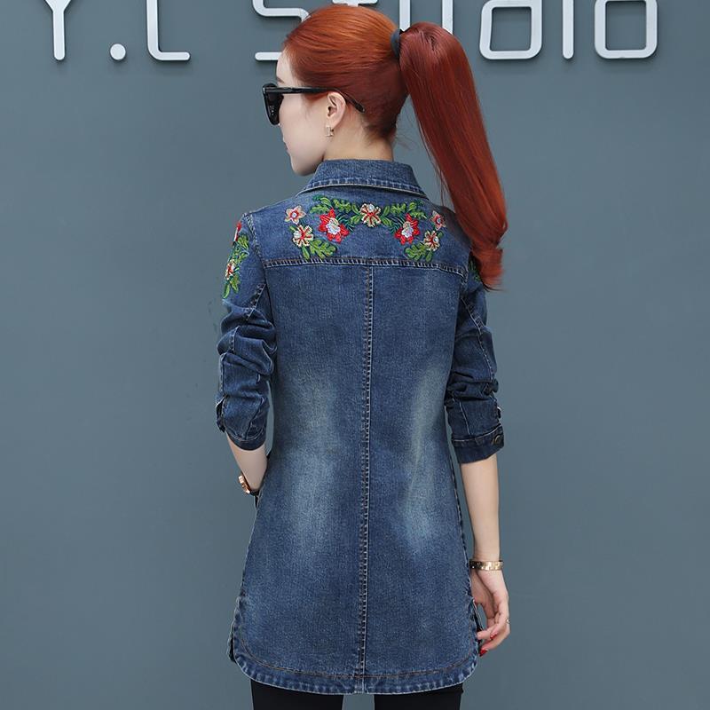 Herbst Frauen Jacken Stickerei Denim Jacke Lose Beiläufige Jeans Jacke Frauen Mantel Outwear Weibliche Jacke 5XL