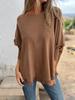 Oversized Long Sleeve Knit Top with Floral Lace Trim for Women - Autumn Winter