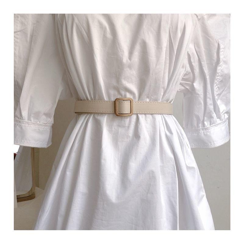 Ontrend Soft Womens Pu Square Buckle Belt Suitable For School And Casual Styles Everyday