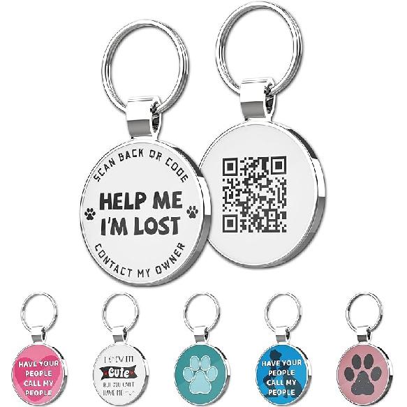 MYLUCKYTAG QR Code Pet ID | Personalized Dog & Cat Collar Tag | Online Profile with tant Scanned Location Alert Email