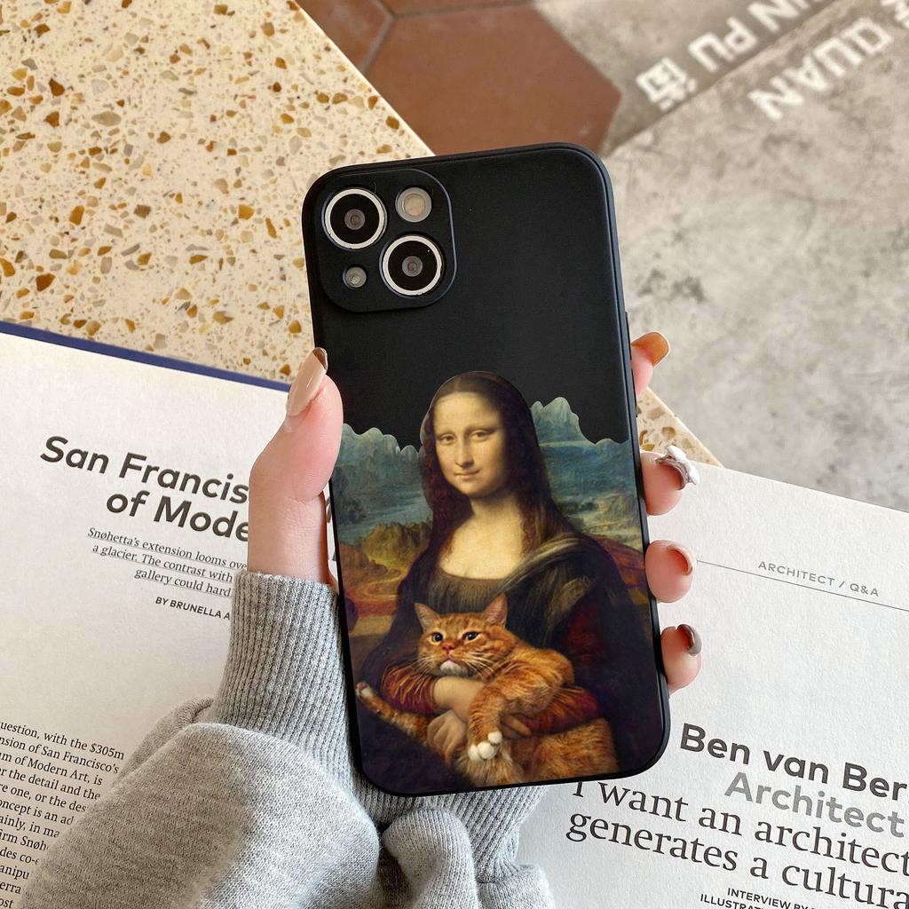 Vinatge Aesthetic Art David Mona Lisa Phone Case For iPhone 14 15 Pro MAX 11 13 12 XS SE20 XR 7 8Plus Liquid Silicone Cover Capa