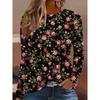 Maglione Largo da Donna 2026 Primavera, Estate, Autunno e Inverno Nuovo Design Stampato Top T-shirt a Manica Lunga Girocollo Taglia Larga