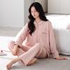 Pajamas Women'S Spring And Autumn Pure Cotton Long-Sleeved Cardigan Can Be Worn Outside, Autumn Pull-Frame Cotton Loose Casual Loungewear Women'S Suit