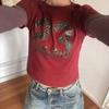 The Pink Women Ria Short Sleeve Layered Leopard Print Semi Crop Long Sleeve Tee