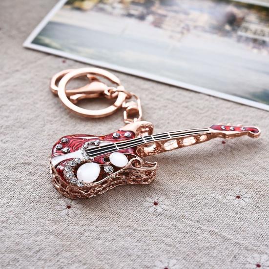 Regalo decorativo per borsa portachiavi con ciondolo portachiavi con strass per chitarra alla moda