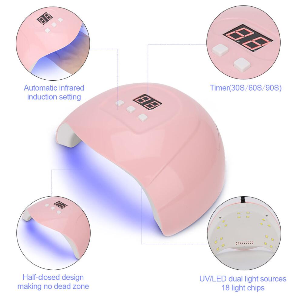 54W UV LED Nail Dryer Curing Lamp, 18 Chips, Compact Size