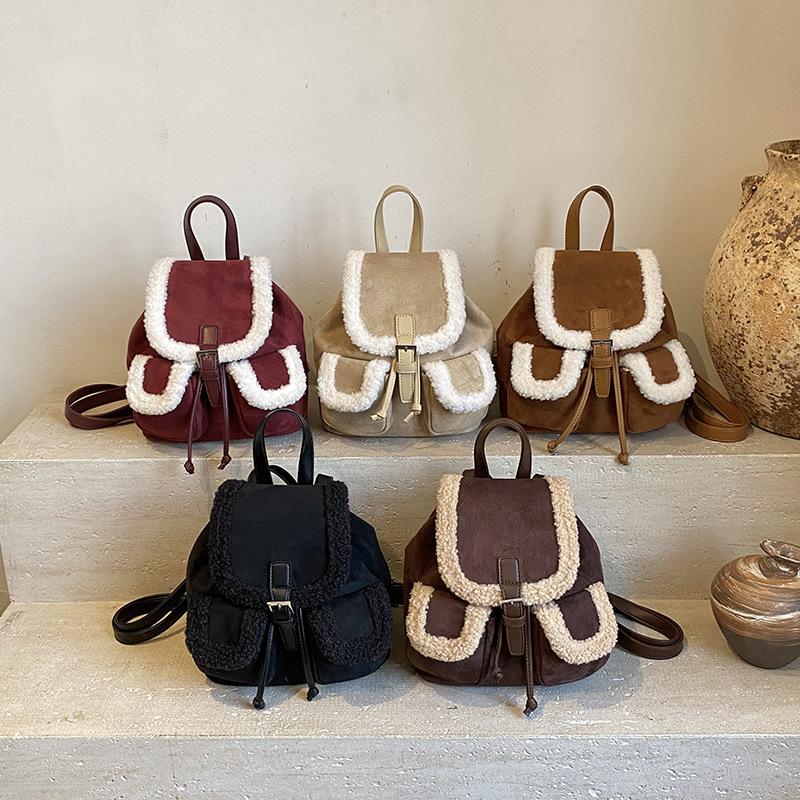 Schoolbag Wholesale Hot Sale Korean Version of Fashionable Backpack Splicing Texture Handbag Women's Casual Backpack Student Schoolbag New