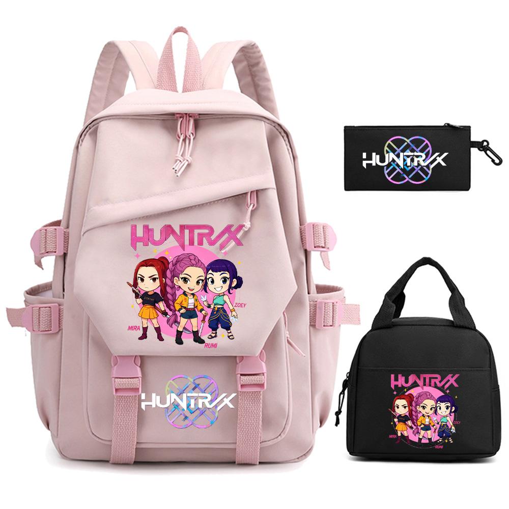 3 Stück/Set Cartoon Kpop Dämonenjäger Bedruckter Rucksack für Teenager Kinder Schüler Große Kapazität Schultasche Mädchen Geschenk Frauen wasserdichte Reisetasche