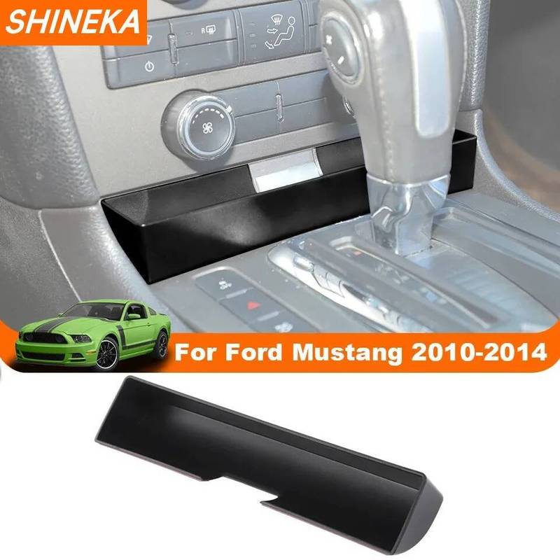 SHINEKA Stowing Tidying For Ford Mustang 2010 2011 2012 2013 2014 ABS Car Gear Shift Storage Box Organizer Interior Accessories