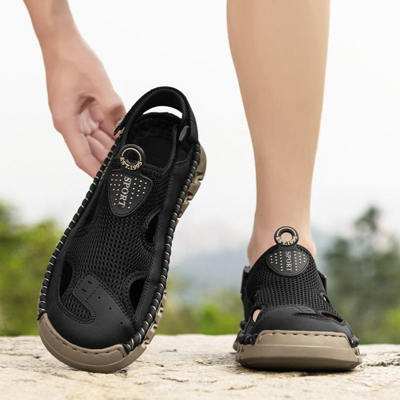 2025 Spring and Summer New Popular Thick-soled Outer Wear Hollow Breathable Net Sports Sandals Men's Versatile Leisure Commuting Light