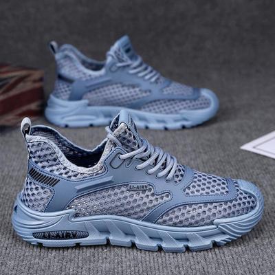 Men's Shoes Summer 2025 New Hollow Breathable Casual Versatile Mesh Shoes Soft Sole Running Mesh Sports Traceability Shoes