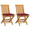 Day and Night - Day and Night Garden Chairs 2 Units Teak Wood with Red Cushions