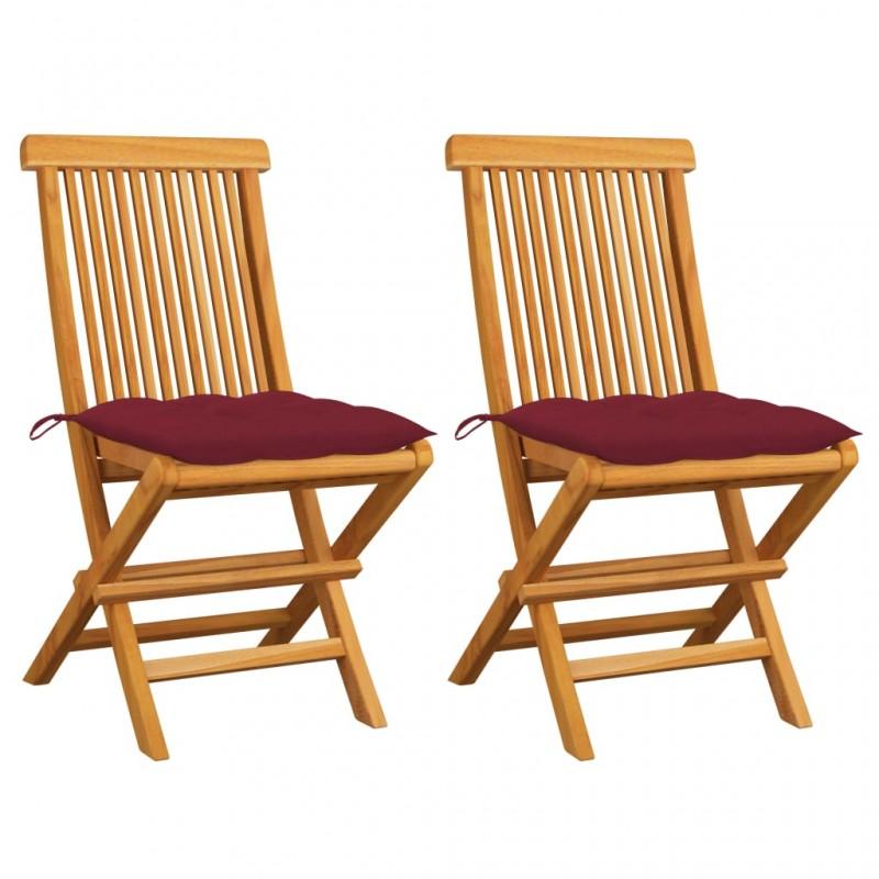 Day and Night - Day and Night Garden Chairs 2 Units Teak Wood with Red Cushions