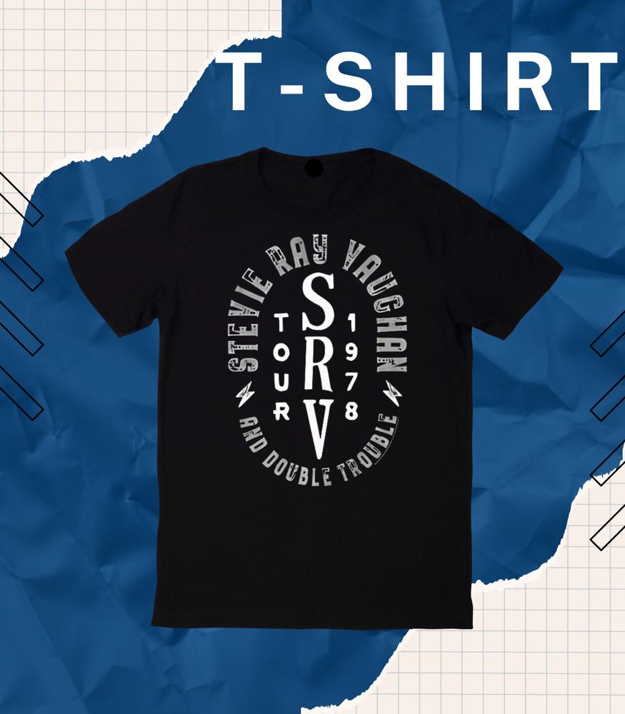 

Stevie Ray Vaughan SRV Tour 1978 Men s T Shirt Double Trouble Guitarist Rock EB. 4XL