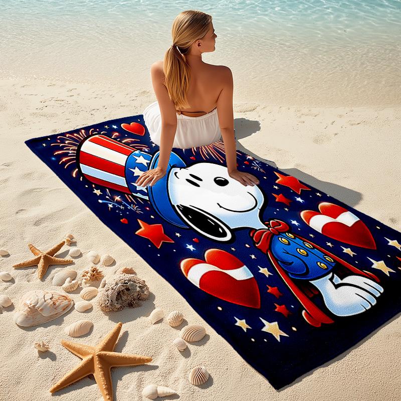 1pc Snoopy Celebrates Independence Day Cartoon Quick Dry Microfiber Bath Towel for Swimming Surfing Camping Unisex Holiday. SJT7201161