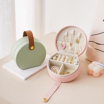 Mini organizator de bijuterii afișaj cutii pentru bijuterii de călătorie, cercei, colier, inel, geantă portabilă, cutie de bijuterii, depozitare din piele