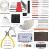 72Pcs Guitar Repair Tool Kit with Strings Picks Storage Case String Guard Pen Bridge Pins Nut Files Hex Wrenches for Guitar