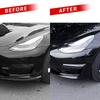 1 Pair ABS Black Carbon Fiber Car Front Light Eyebrow Wind Knife Fog Lamp Frame Trim for Tesla Model 3 2017 2018 2019 2020