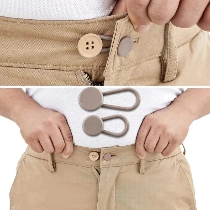 Elastic Pants Extension Buckle with Adjustable Rubber Stretch for Waistband Relief Men Women Daily Wear Office School