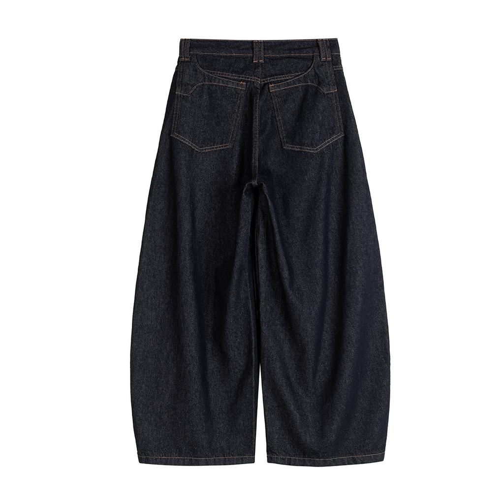 Trendy brand American retro primary color washed scimitar jeans men's high quality loose wide-leg pants