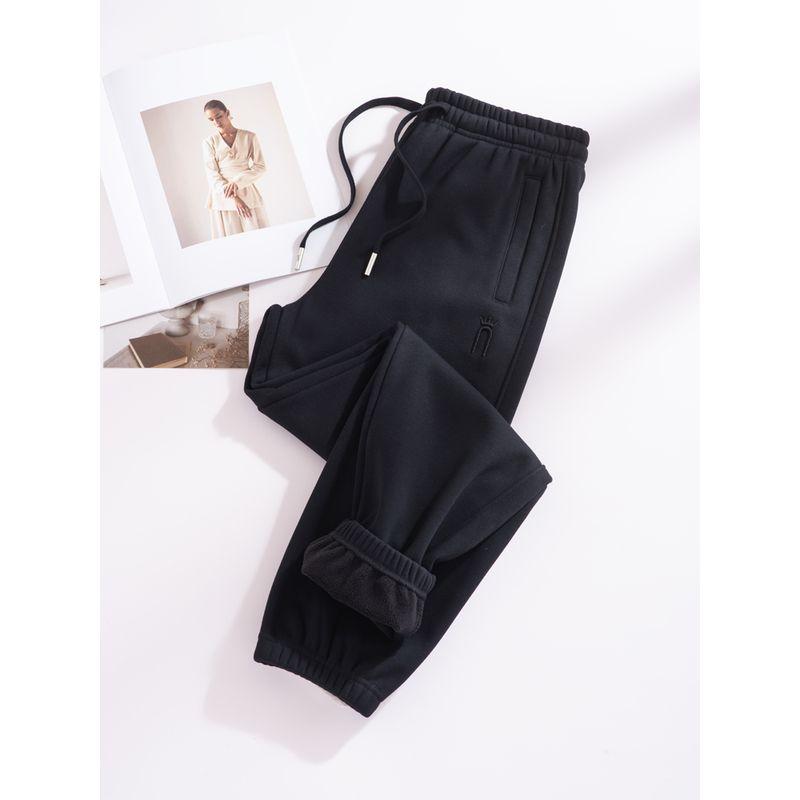 

Велюровые махровые спортивные штаны из 100% хлопка фиолетового цвета оверсайз для весны и осени Black (Fleece-lined pants) 2XL