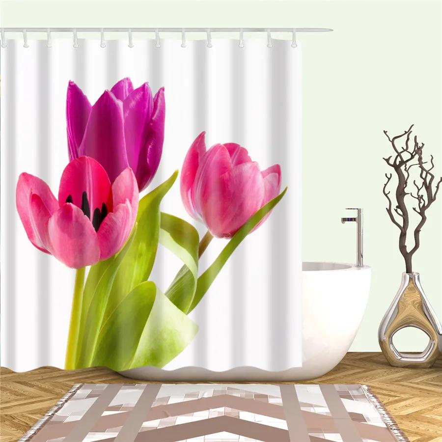 Flower Dandelion Red Rose Small Fresh Shower Curtains Bathroom Curtain Set Frabic Waterproof Polyester Bathroom Decor With Hooks