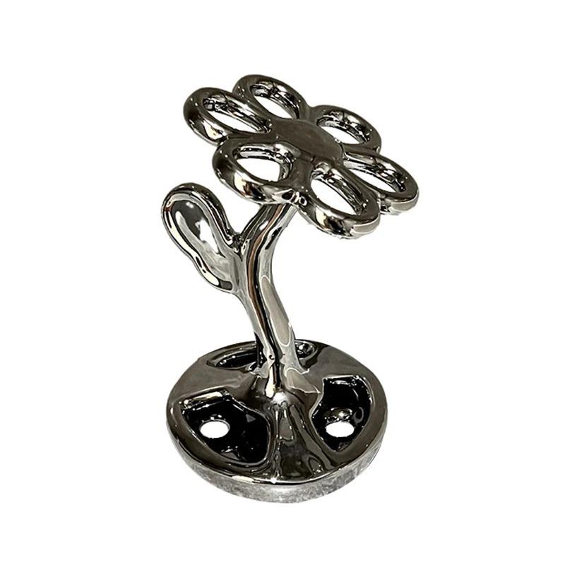 Keramik-Blumenförmiger Zahnbürstenhalter, Badezimmer-Kosmetikaufbewahrung