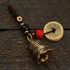 Brass Double Dragon Bell, Retro, Vintage, Car Key Bag Pendant, Handmade Rope, Craftsmanship, Five Emperor Money Accessory