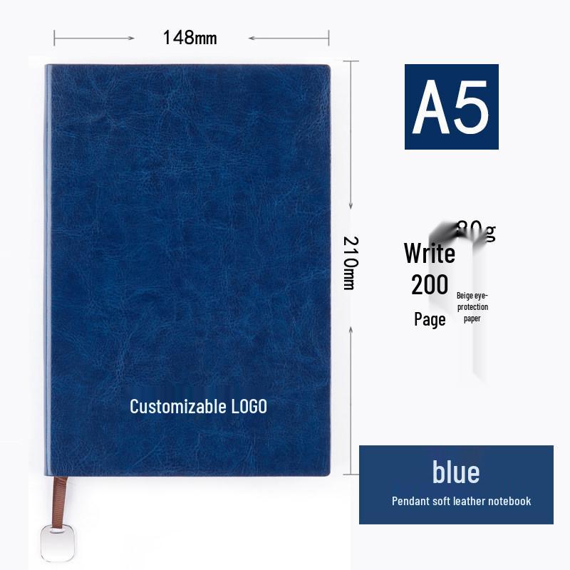 Customized High-End Leather A5 Notebook with Logo for Business Meetings