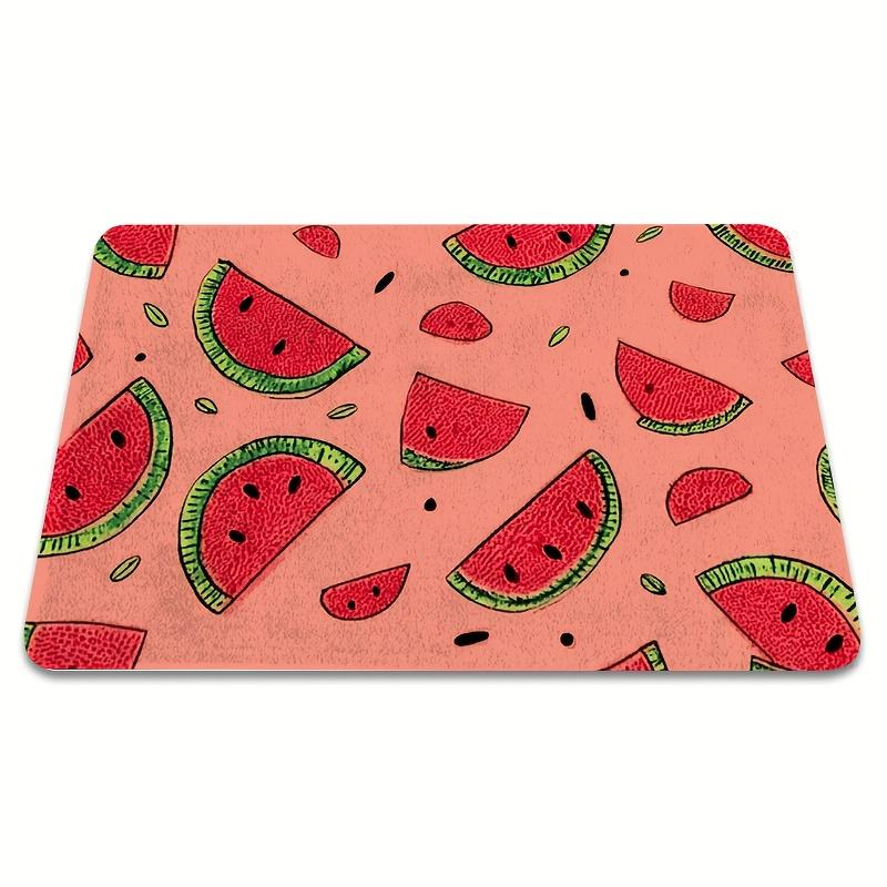 1pc Watermelon Pattern Floor Mat - Non-slip, machine washable polyester, suitable for bathrooms, kitchens, and bedrooms.