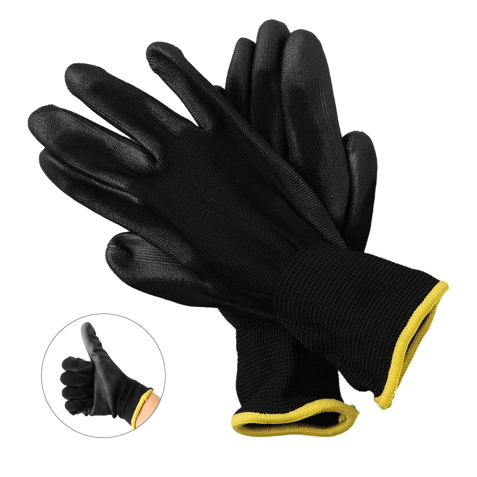 

Hand Protect Work Gloves Knit cuffs Nylon PU Coated S/M/L 12 Pairs Antiskid Dust-proof Flexible Carpenters Gardening Supplies M