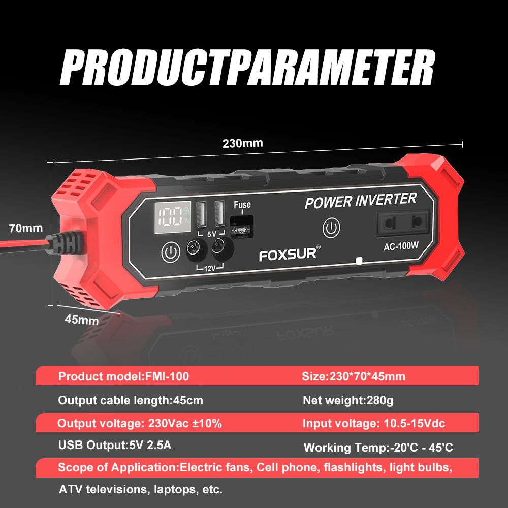 Zigarettenanzünder-Schnittstelle Auto-Stromversorgung Wechselrichter Umwandlung USB-Batterieklemme Auto-Stromwechselrichter DC 12V auf AC 230V Spannungswandler