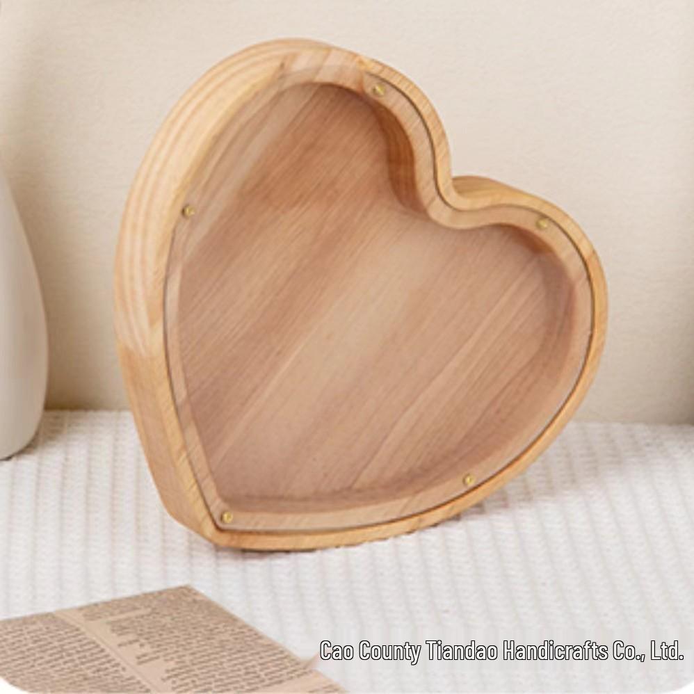 Wooden Alphabet Piggy Bank: Transparent Coin Storage Box for Kids