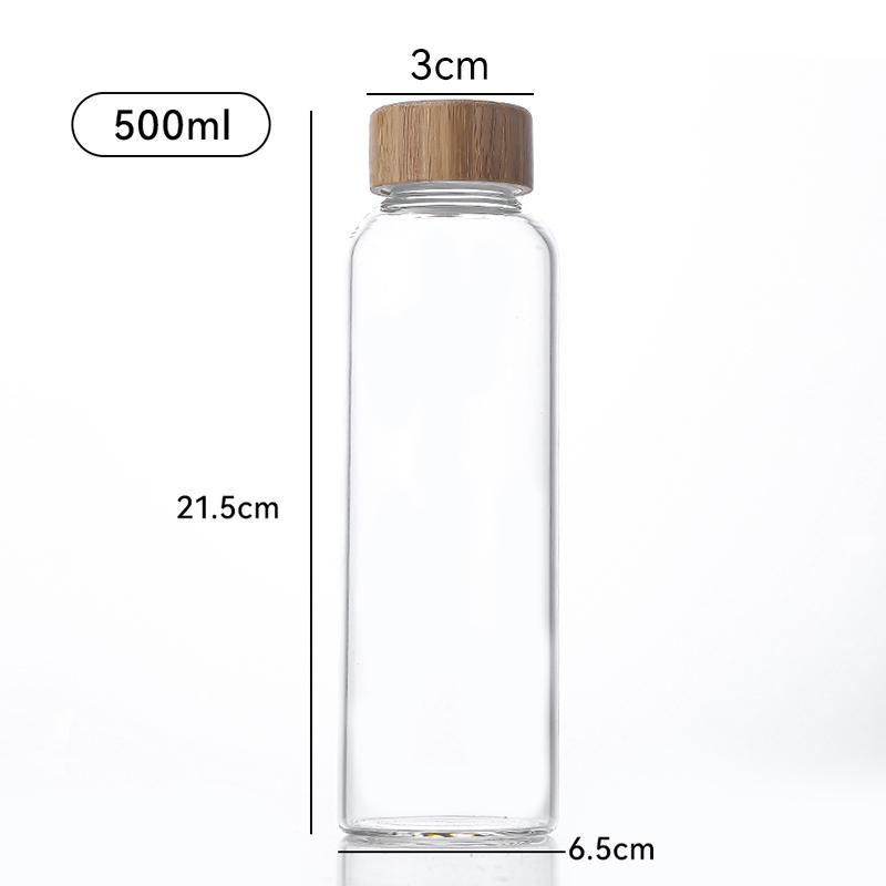 1pc Borosilicate Glass Bottle with Stainless Steel Lid & Bamboo Lid - Leak-Proof High-Temp Resistant Drink Container Glass Jar