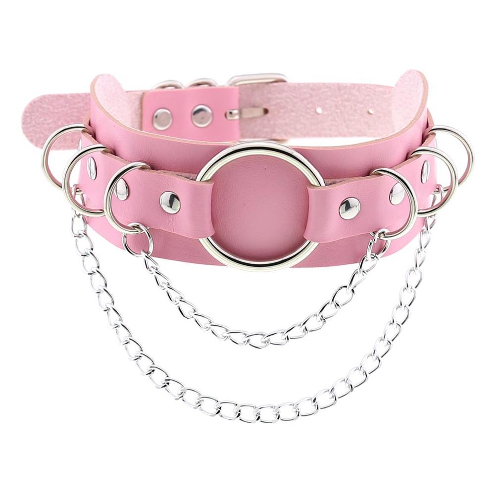 Halloween Punk Gothic Exaggerated O-Chain Pu Leather Collar, Fashionable Daily Wear Accessory