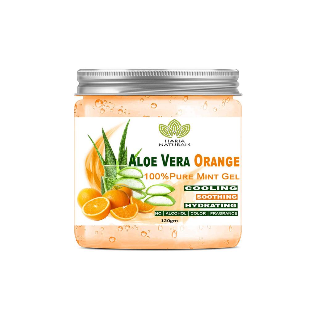 Haria Naturals Aloe Vera Orange Gel for hair & Skin care 120 gms (Pack of 1) 120gms