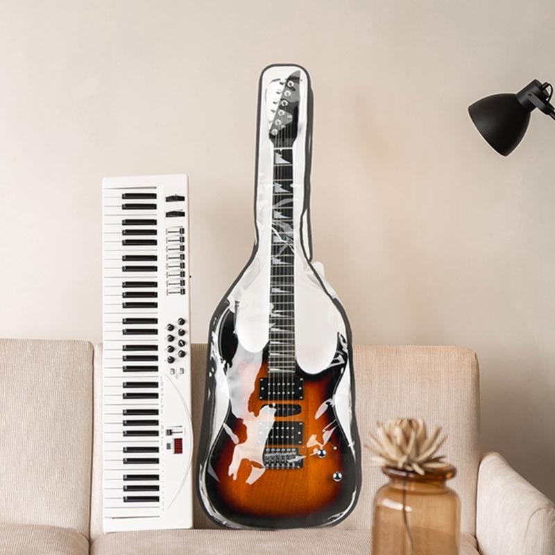 Clear Guitar Storage Case with Double Zipper Acoustic Guitars Bag Protector for 39inch Electric Guitar Accessory