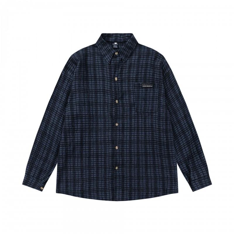 Japanese Vintage Plaid Shirt Loose Fit Long Sleeve Casual Top Couples