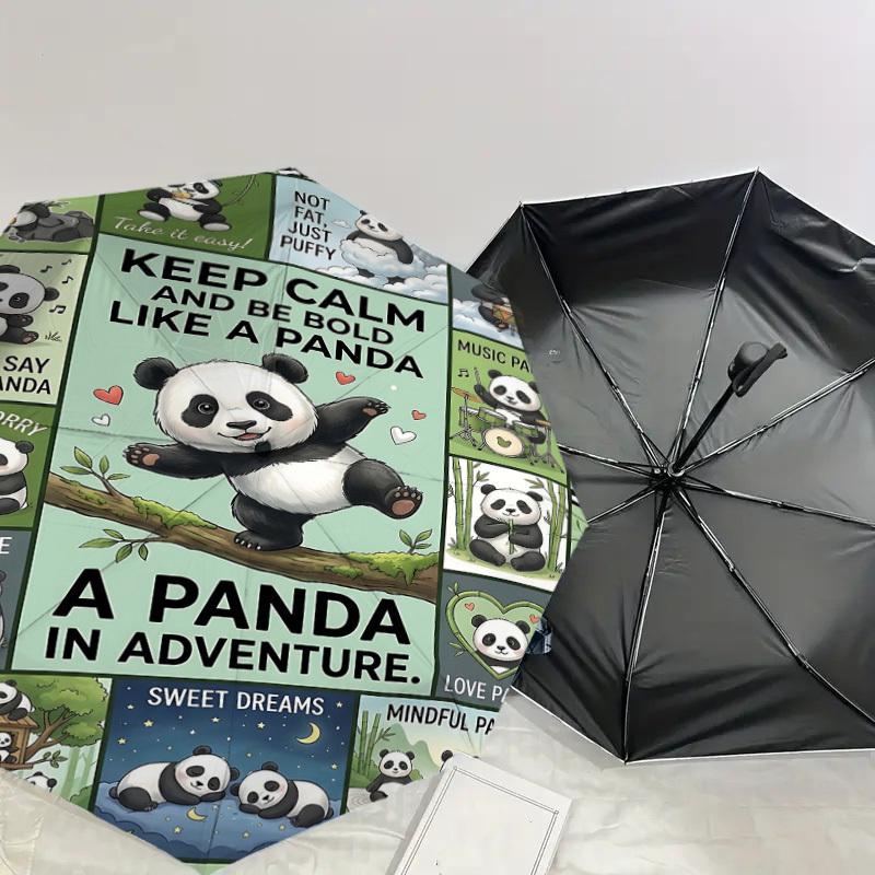 1PC Panda Adventure Umbrella-8-Rib Reinforced Portable Folding Travel Suitable for All Seasons Outdoor Daily Use Is an Ideal Choice  -K0362