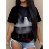Moda Donna Girocollo Manica Corta Stampa Colore 3D Casual T-shirt Casual a Manica Corta Girocollo