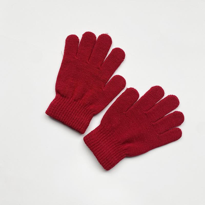 Kids Solid Color Knitted Gloves for 5-10years Students Winter Warmth Outdoor Cycling and Daily Cold Weather Wear Mittens