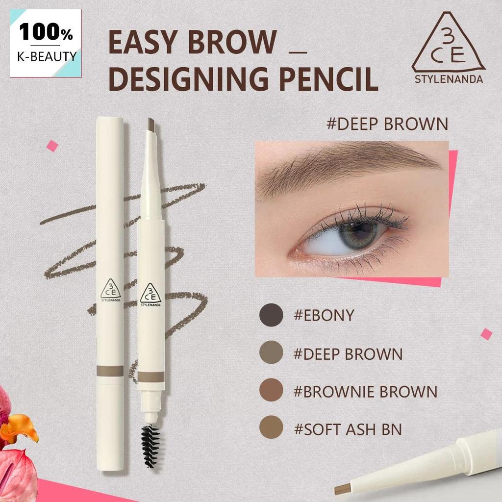 3ce Easy Brow Pencil,Natural-Looking Color,Precise Brow Shaping,Smooth Gliding Texture,Fine Tip Precision,K-Beauty,Korean Makeup