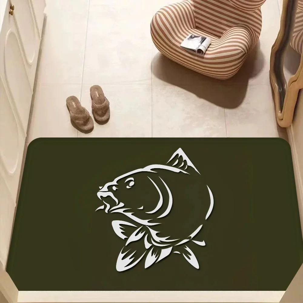 Nash Fishing Logo Floor Mat Kids Room Bedroom Decoration Balcony Anti-Slip Polyester Doormat Living Room Bedside Area Rugs INS