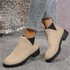 Fashion Women's Casual Fashion Round Toe Chunky Heel Suede Ankle Boots With V-cut, 7cm Heels For Work And Anti-slip Outfits 2025
