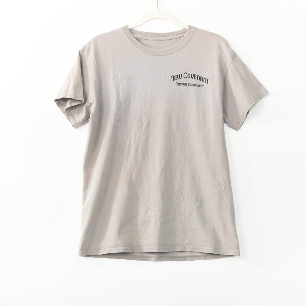 Herren Graues T-Shirt Grafikdruck Neues Testament Weg nach Emmaus Freizeit Kurzarm M
